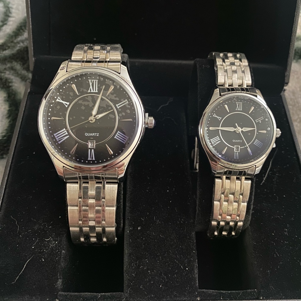 Silver Quartz Men's Watch Set